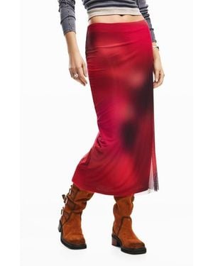 Desigual Print Maxi Skirt - Red