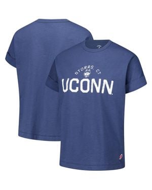 League Collegiate Wear Uconn Huskies Slub Rolled Cuff T-Shirt - Blue