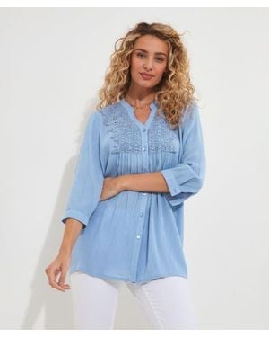 Joe Browns Crochet Trim Pintuck Shirt - Blue