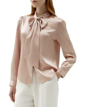LILYSILK Bow-Tie Neck Silk Blouse - Natural