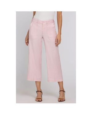 NYDJ Linen Blend Crop Wide Leg Pants - Pink