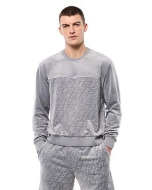 Sergio Tacchini Bandiera Debossed Velour Crewneck - Gray