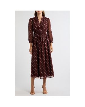Anne Klein Ruffle Neck Midi Dress - Red