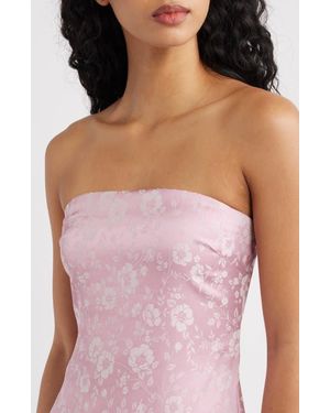 Princess Polly Floral Strapless Satin Cocktail Minidress - Pink