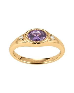 MADE BY MARY Oval Birthstone Signet Ring - Metallic