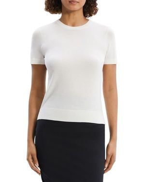 Theory Regal Short Sleeve Wool Sweater - White