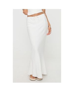 Princess Polly Mercer Low Rise Linen Blend Midi Skirt - White