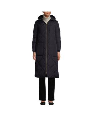 Lands' End Tall Insulated Quilted Thermoplume Long Coat - Black