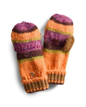 Free People Super Stripe Pop Top Mittens - Orange