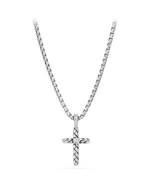 David Yurman Cable Collectibles Kids' Cross Necklace With Diamonds - Metallic