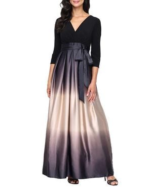 Sl Fashions Jersey Bodice Ombré Satin A-Line Gown - Purple