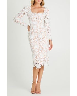 HELSI Olga Floral Appliqué Long Sleeve Dress - White