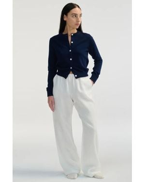 ALMINA CONCEPT Classic Crew Wool Cardigan - Blue