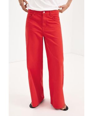 Mango Low Rise Wide Leg Jeans - Red