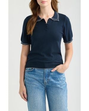 DELUC Springsteen Contrast Embroidered Polo - Blue