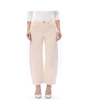 Bayeas Frayed Mid Rise Ankle Barrel Leg Jeans - Pink