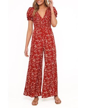 Petal & Pup Herring Floral Print Wide Leg Jumpsuit - Red