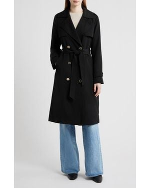 Michael Kors Drapey Tie Waist Trench Coat - Black