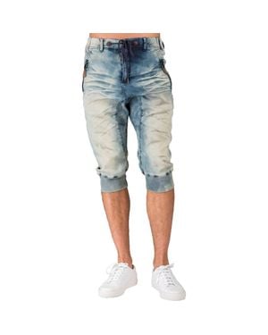 Level 7 Denim Wash Capri Sweatpants - Blue