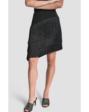 DKNY Tiered Fringe Skirt - Black