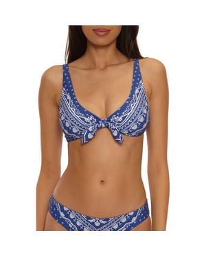 Becca Seaside Ranch Halter Bikini Top - Blue