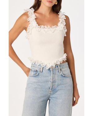Astr Amity Ruffle Lace Rib Tank - Blue