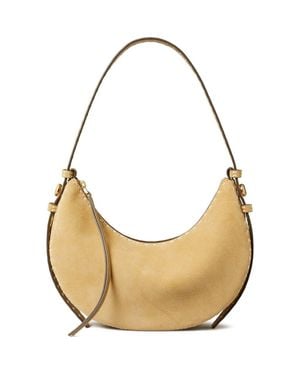 Tory Burch Romy Suede Half Moon Shoulder Bag - Metallic
