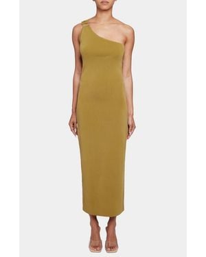 Santorelli Azalea Sleeveless One-Shoulder Bodycon Midi Knit Dress - Green