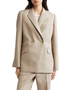 Partow Steph Double Breasted Wool Twill Blazer - Natural