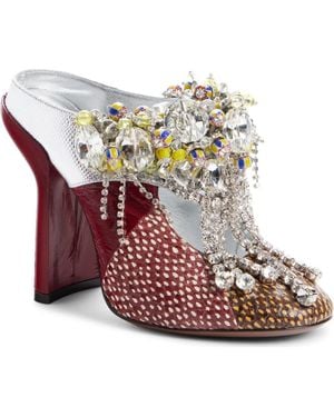 Dries Van Noten Embellished Mule Pump - Red