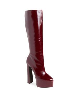 Jeffrey Campbell Unleashed Platform Knee High Boot - Red