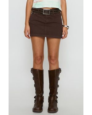 Princess Polly Nickei Mid Rise Denim Miniskirt - Brown
