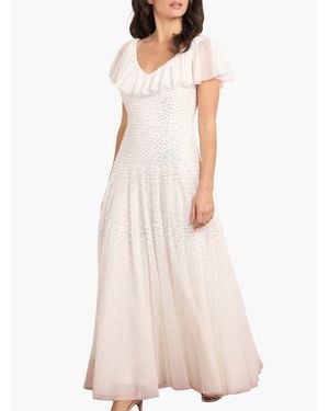 Needle & Thread Sunrise Sequin V-Neck Ankle Gown - Natural
