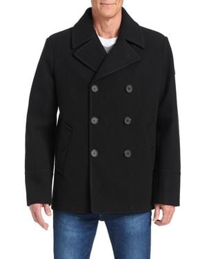 Vince Camuto Double Breasted Water Resistant Coat - Black