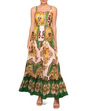 MELLODAY Tiered Maxi Dress - Green