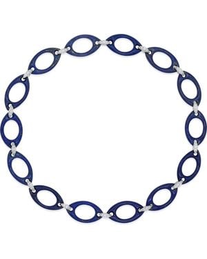 Fred Leighton Lapis Lazuli & Diamond Oval Link Necklace - Blue