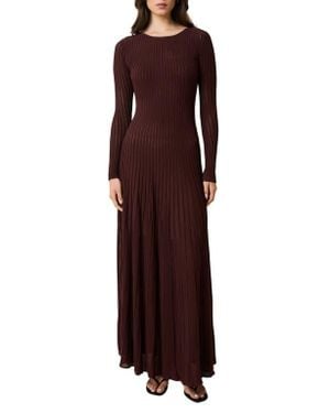 Solid & Striped The Sloane Long Sleeve Pointelle Rib Maxi Sweater Dress - Purple