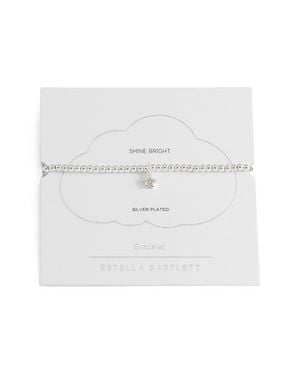 Estella Bartlett Sienna Cubic Zirconia Star Beaded Stretch Bracelet - White