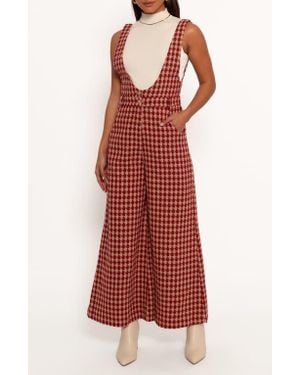 Petal & Pup Jackson Houndstooth Overalls - Red