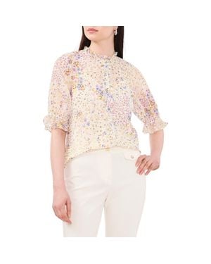 Chaus Floral Ruffle Edge Blouse - Pink