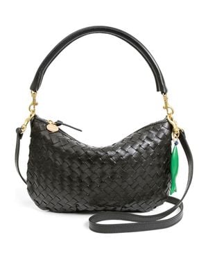 Clare V. Medium Petit Moyen Woven Leather Messenger Bag - Black