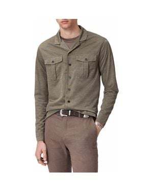 John Varvatos Sintra Summer Military Button-Up Shirt - Brown