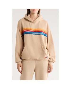 Aviator Nation 5 Stripe Hoodie - Natural