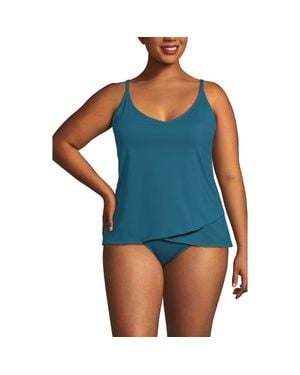 Lands' End Tulip Hem Tankini Top - Blue