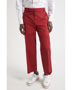 Thom Browne Cotton Twill Crop Chinos - Red