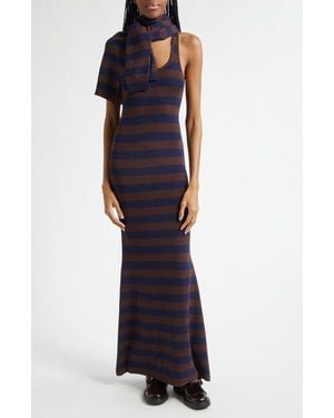 Monse Stripe Back Knot Maxi Sweater Dress - Blue