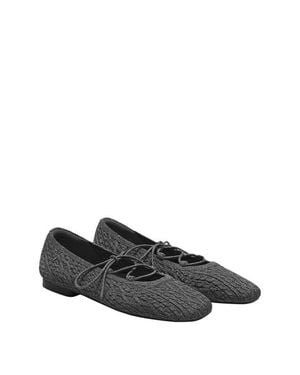 VIVAIA Miley Square-Toe Ballet Flats Lace-Up Mary Janes - Gray