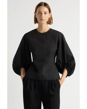 MODERN CITIZEN Odessa Sculpted Balloon-Sleeve Blouse - Black
