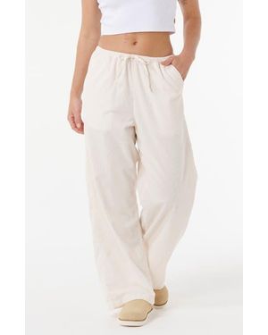 Rip Curl Keepsakes Corduroy Wide Leg Drawstring Pants - Natural