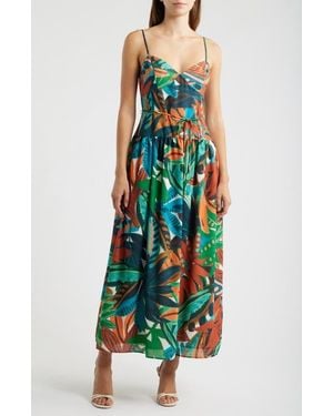 Julia Jordan Tropical Print Drop Waist Maxi Dress - White